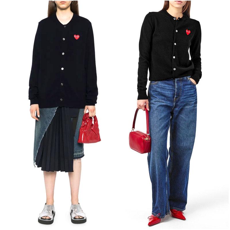 Comme des Garcons Red Heart Knit Cardigan Black Unisex