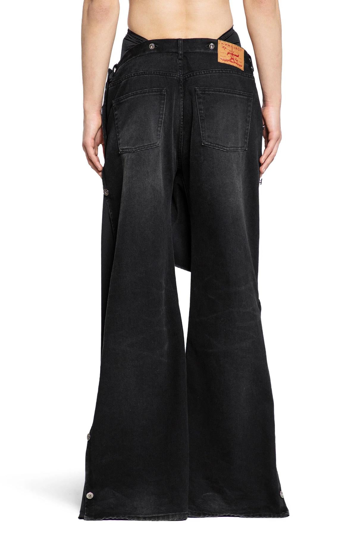 Y PROJECT Collapsed Waist Faded Black Denim Jeans Unisex 107PA007 D15
