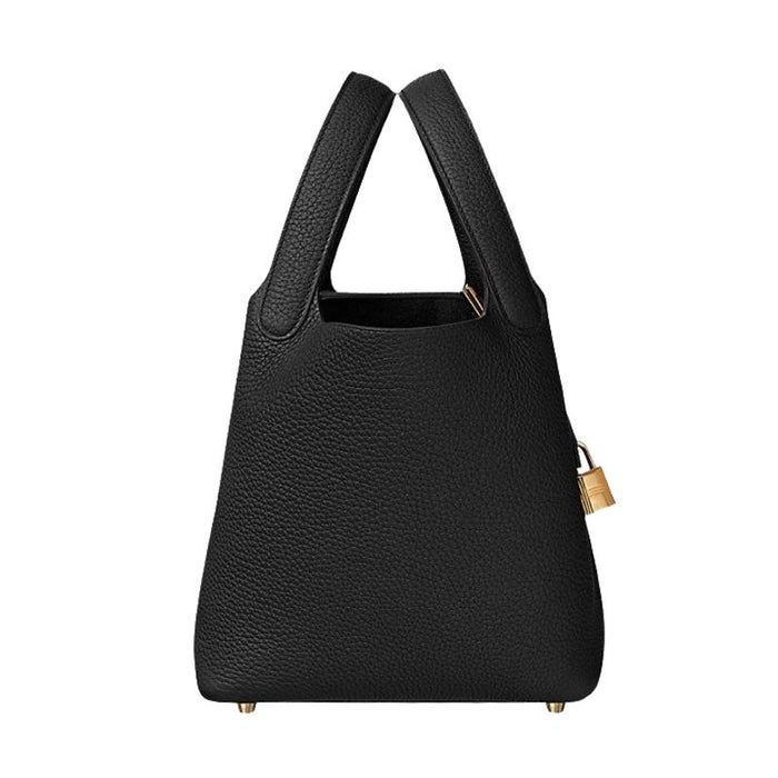 HERMES Black Clemence Picotin Lock 18 Tote Bag with Gold Hardware