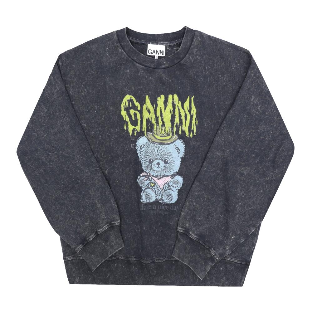 GANNI Vintage Washed Isoli Bear Logo Women’s Sweatshirt A1060028 055