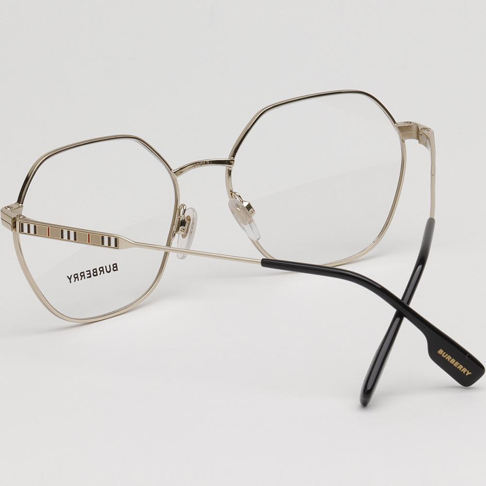 BURBERRY Gold Metal Square Eyeglass Frames ERIN BE1350 1109