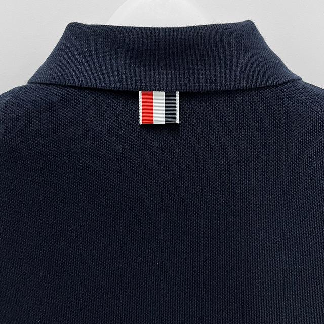 THOM BROWNE Navy Classic 4-Bar Armband Long-Sleeve Polo Tee