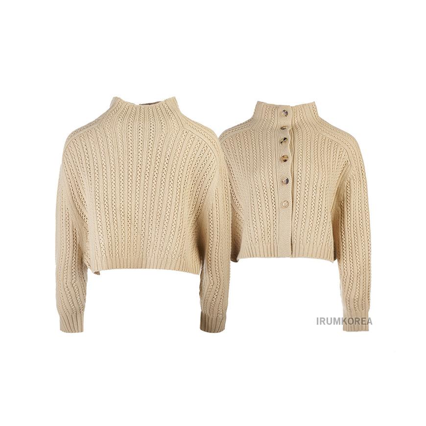 Max Mara Women’s Cropped Round Neck Knit Sweater HODEIDA Beige