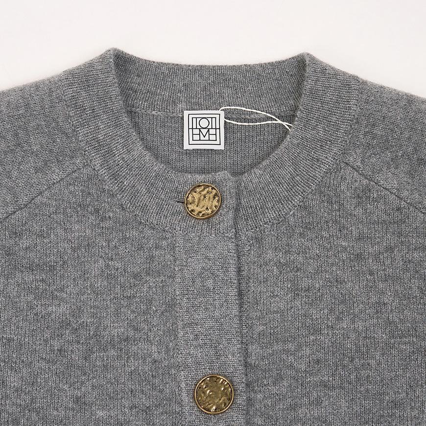 Toteme Hammered Button Cardigan Women’s Knit Sweater Gray 254WRT4357 YA0126
