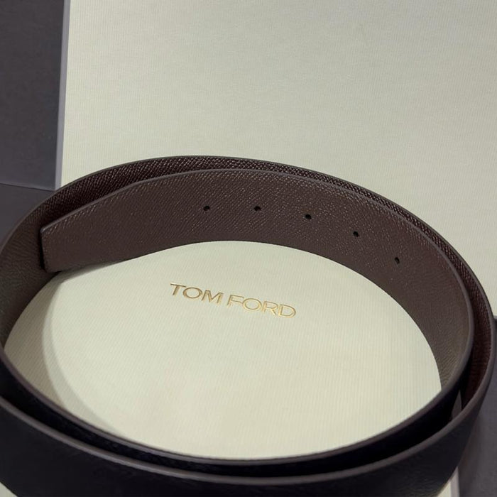 TOM FORD Reversible T Buckle Leather Belt Black Brown Men's