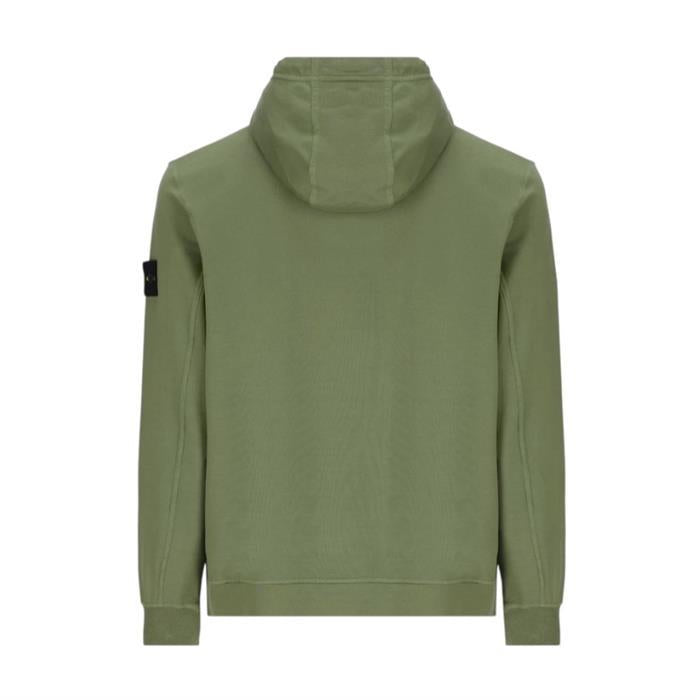 STONE ISLAND Garment-Dyed Badge Hoodie Green Sweatshirt for Men
