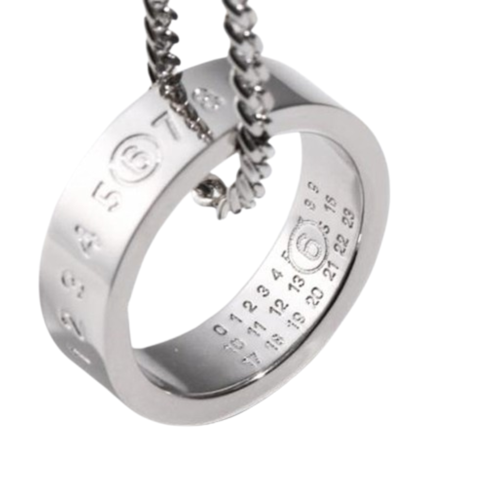 Maison Margiela Silver Number Logo Ring Pendant Necklace SM6UU0048 P7296 951