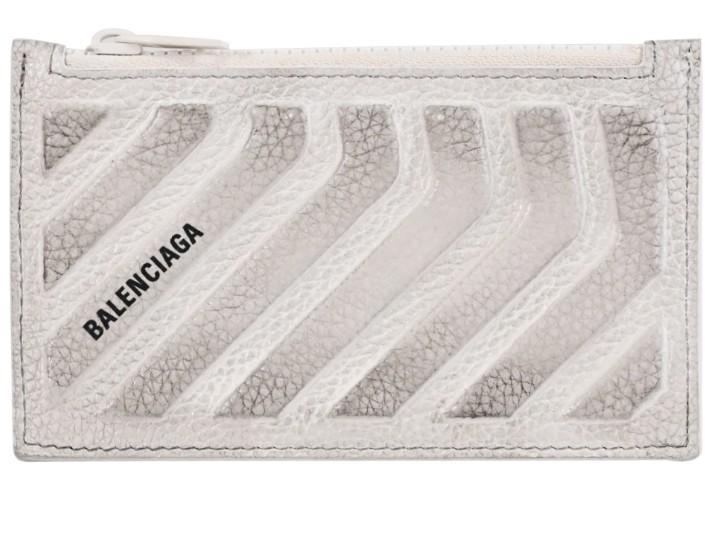 BALENCIAGA Dirty Effect Leather Card Holder Wallet