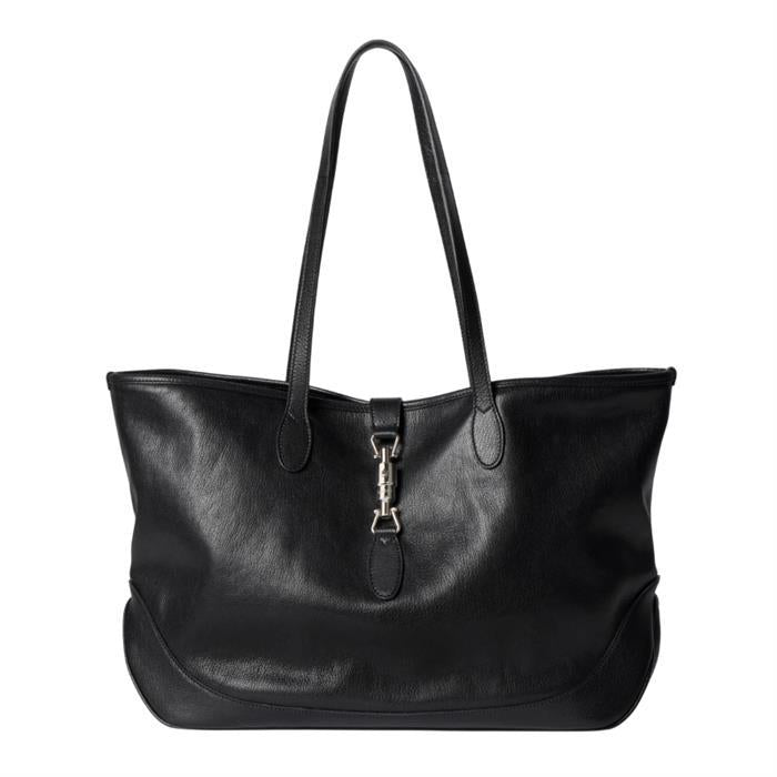 GUCCI Jackie Medium Leather Tote Bag Black Crossbody