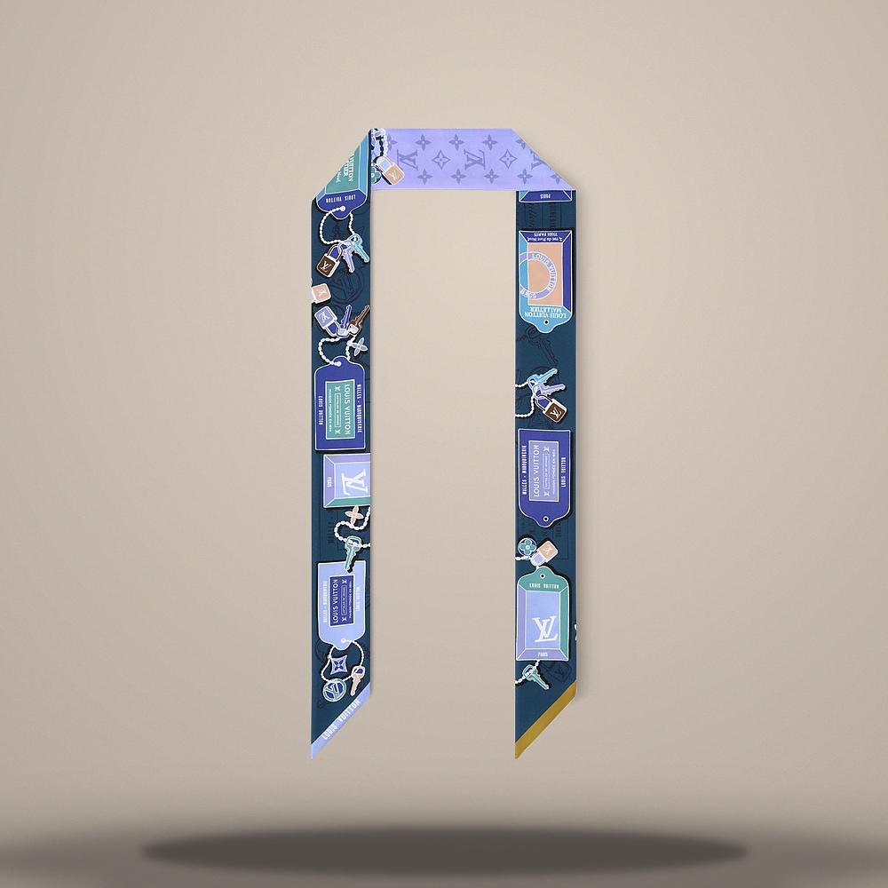 Louis Vuitton Denim Blue Tag and Go BB Bandana Scarf M98073