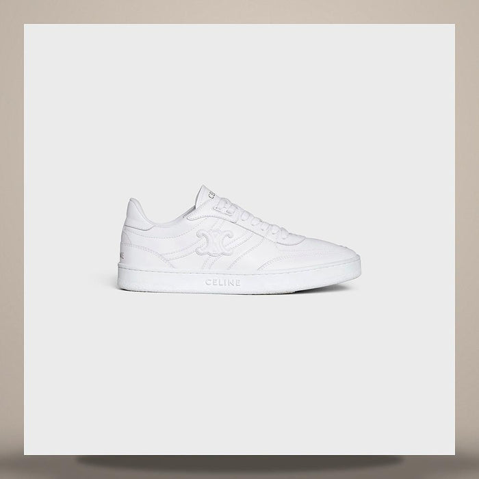 CELINE Optic White Calfskin Trainer CT11 Low Lace-Up Sneakers