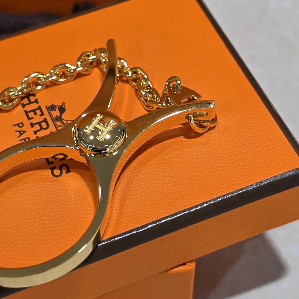 HERMES Gold-Tone Glove Holder Accessory Unisex