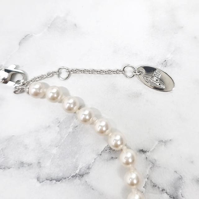 Vivienne Westwood Olympia Pearl Necklace Silver Tone