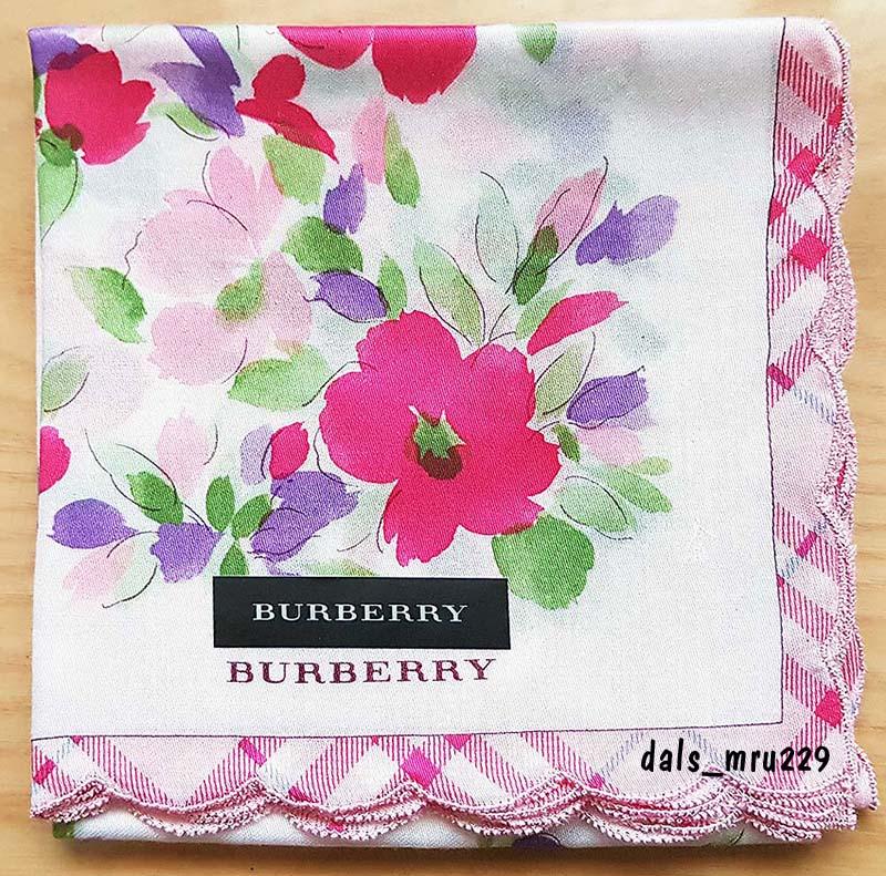 BURBERRY Pink Floral Watercolor Ruffle Petite Silk Scarf