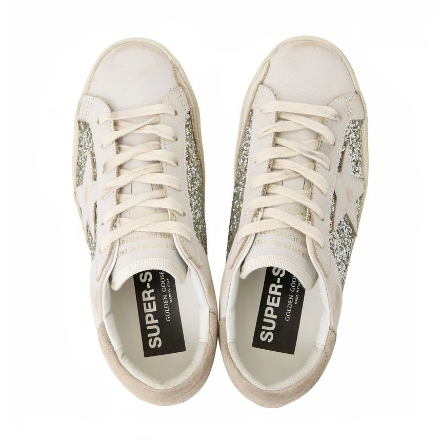 GOLDEN GOOSE Superstar Leather Low-Top Sneakers Women White Silver