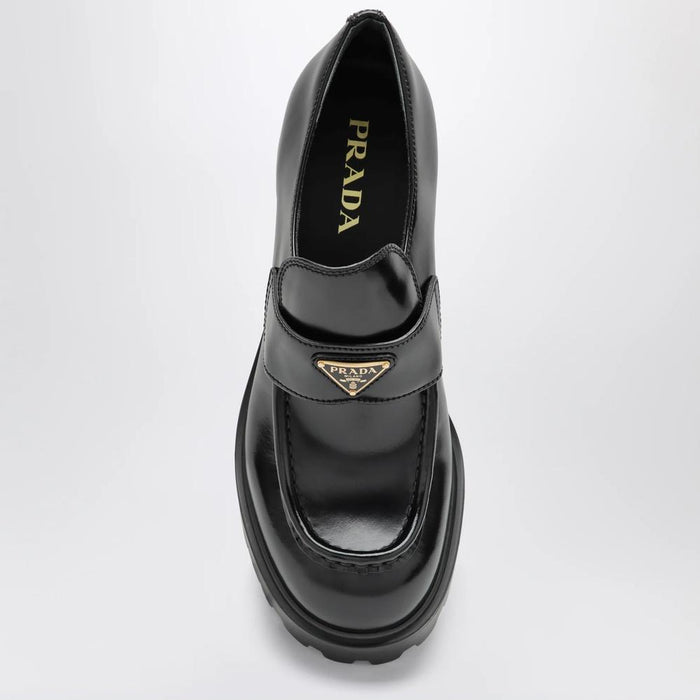 PRADA Brushed Leather Women’s Loafers Black