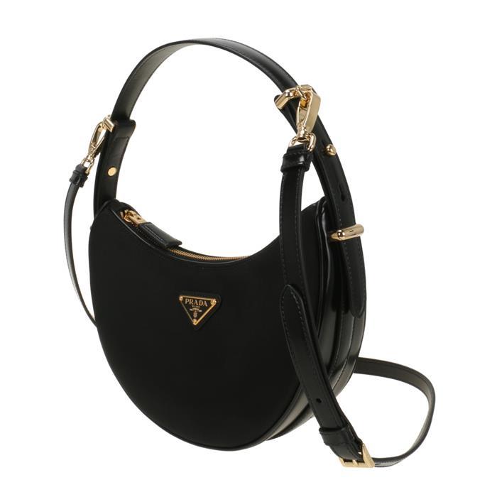 PRADA Re-Nylon and Leather Shoulder Bag Black