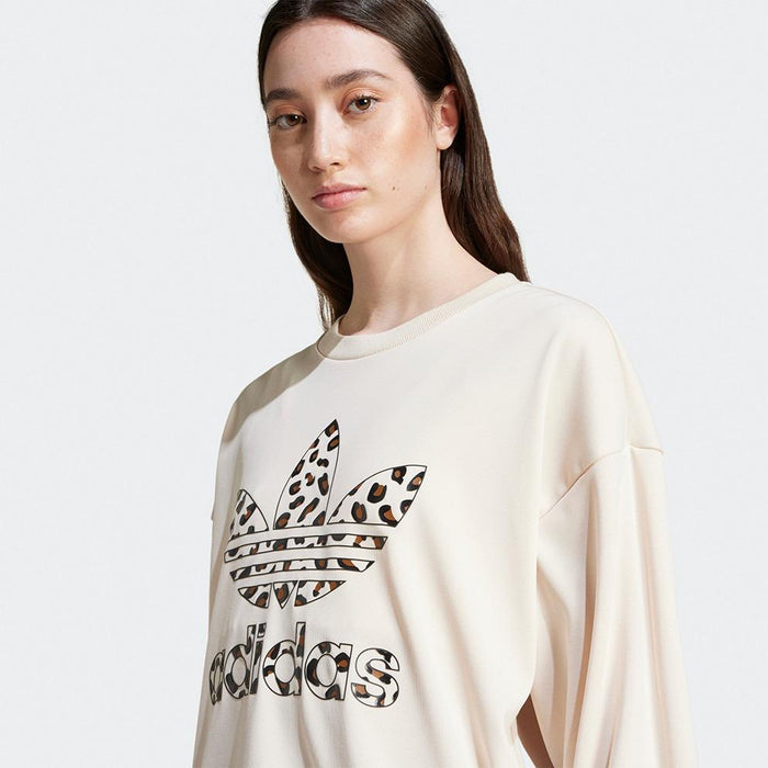 Adidas Leopard Print Sweatshirt Crewneck Top for Women