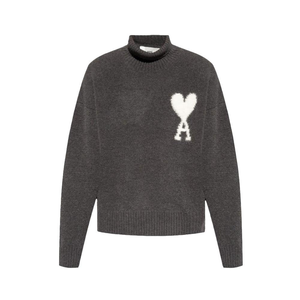 AMI Unisex Turtleneck Knit Sweater Gray