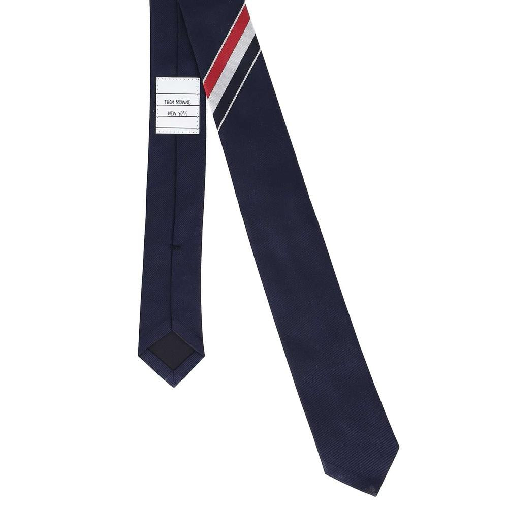 THOM BROWNE RWB Stripe Silk Tie Navy