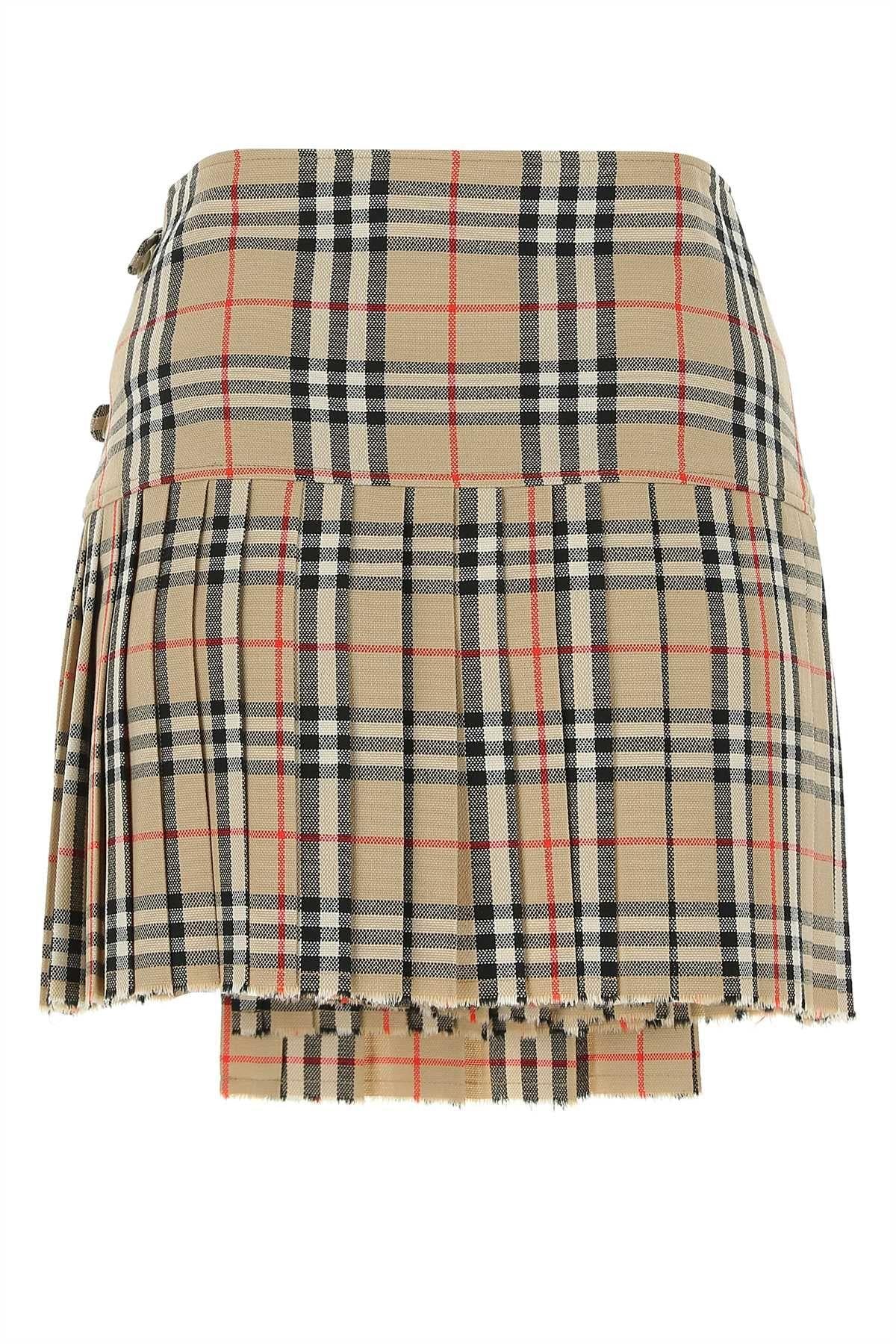 BURBERRY Mini Skirt Black Wool Blend Women’s Short Skirt