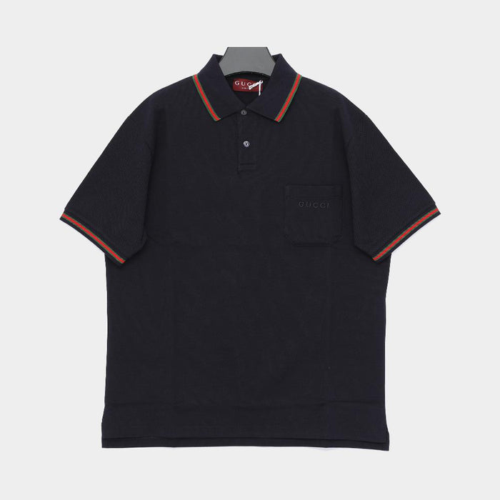 GUCCI Embroidered Logo Striped Polo Short Sleeve Men’s T-Shirt 795174 XJEOX 4794