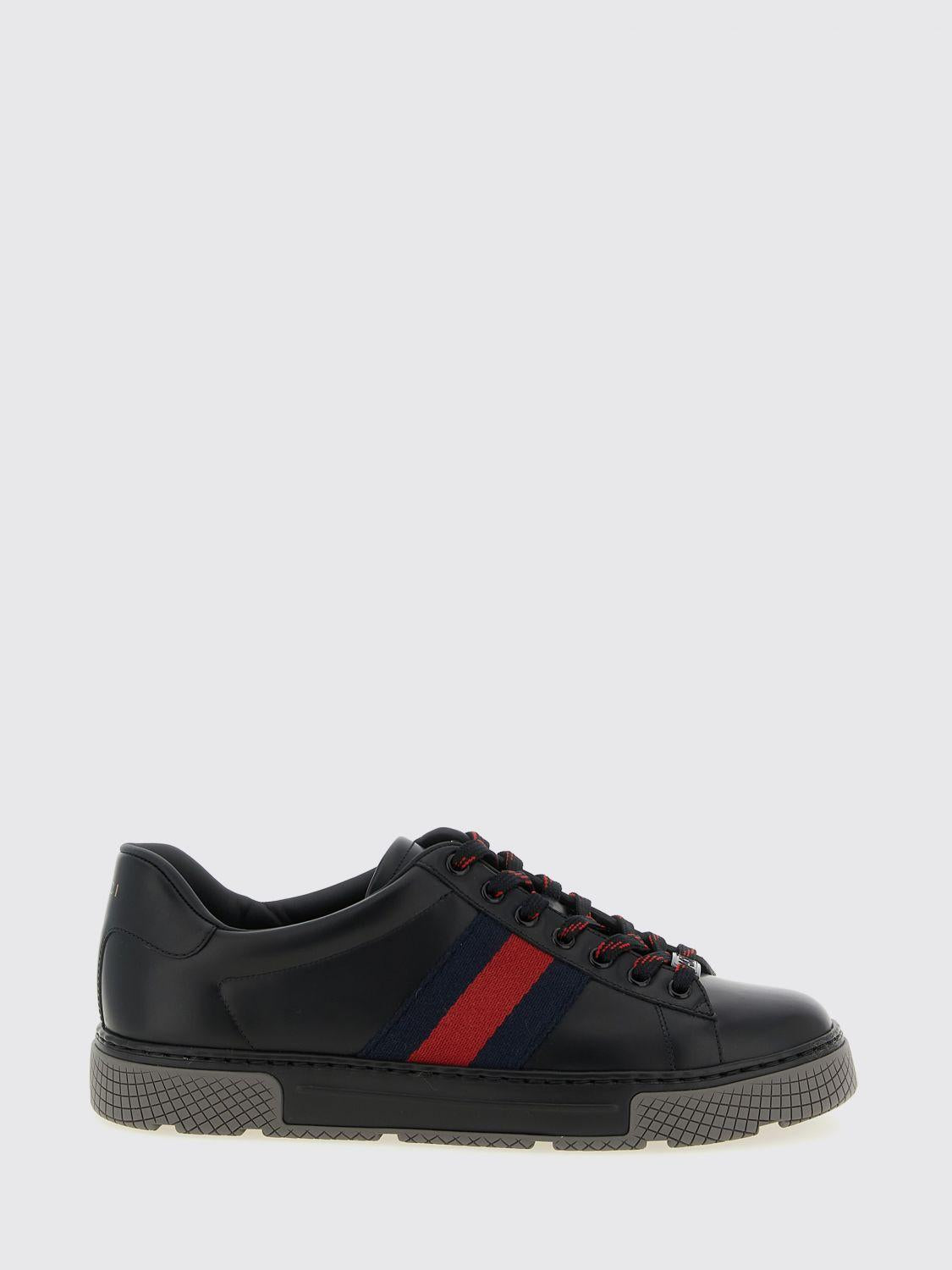 GUCCI Black Leather Low-Top Sneakers