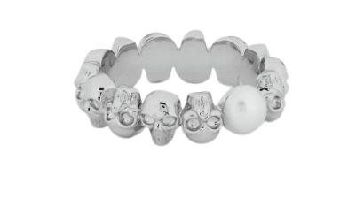 Alexander Mcqueen Leather Skull Bracelet for Men 836794 J16PB 1906 WHITE DOM