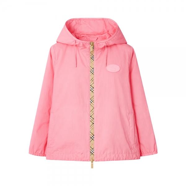 BURBERRY Kids Women Logo Patch Windbreaker Jacket Flamingo Pink 8117892