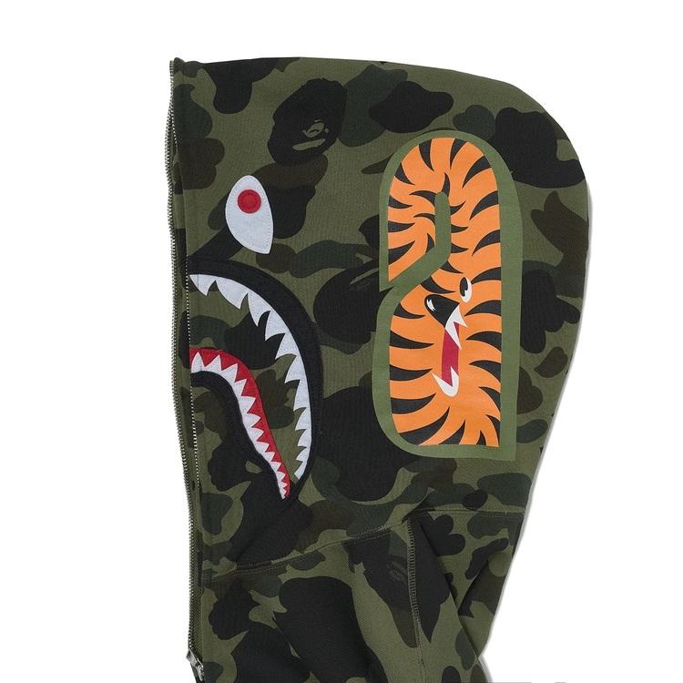 BAPE First Camo Shark Full Zip Hoodie Army Green