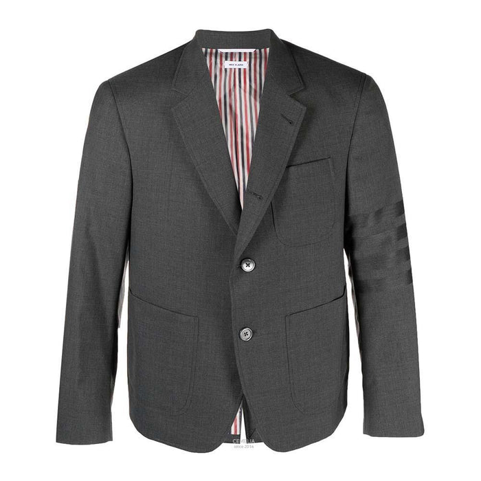 THOM BROWNE Dark Gray Wool 4-Bar Blazer Jacket