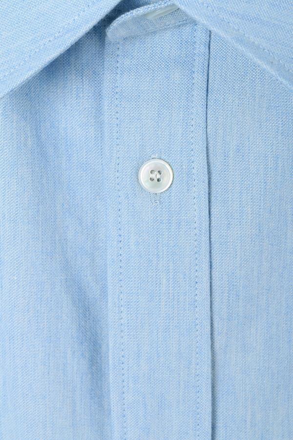 CELINE Chambray Cotton Relaxed Long Sleeve Shirt Blue Jeans