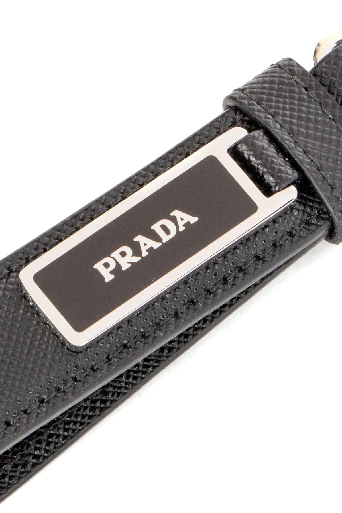 PRADA Black Leather Keyring Keychain Accessory for Men