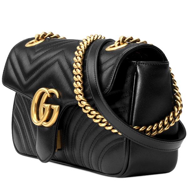GUCCI GG Marmont Matelassé Black Leather Shoulder Bag