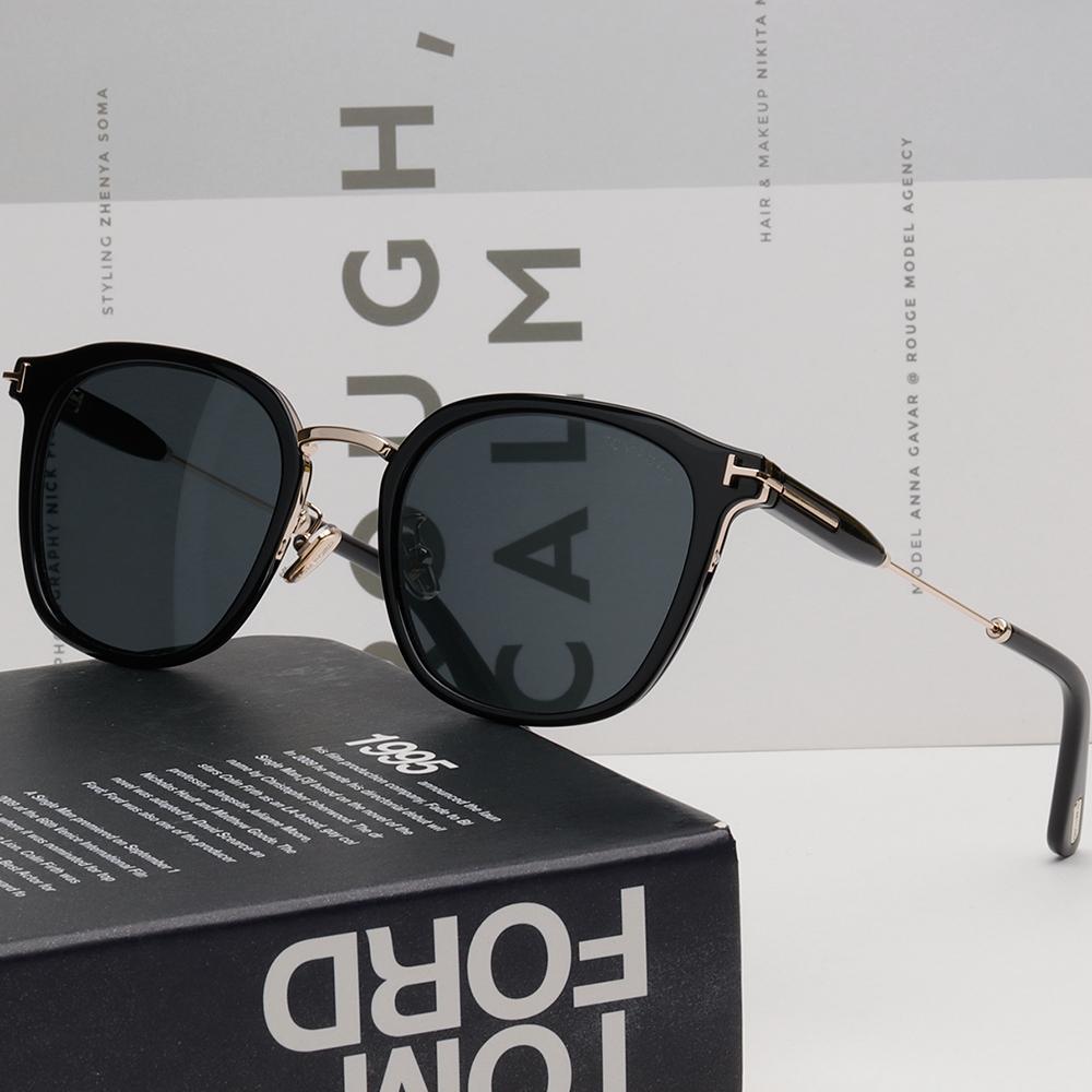 TOM FORD Black Acetate Square Sunglasses Asian Fit Unisex