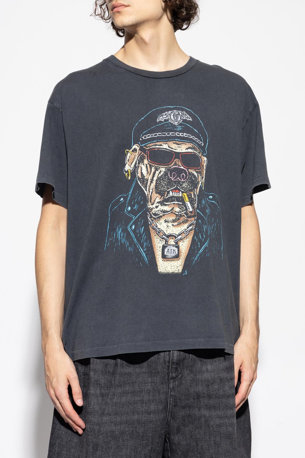 GALLERY DEPT. Vintage Black OCT Biker Dog Graphic T-Shirt Unisex