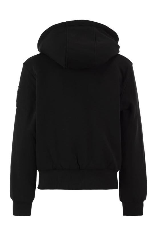 Moose Knuckles Black White Logo Hooded Sweatshirt Women’s