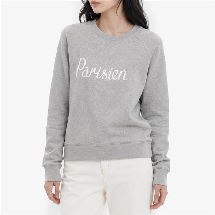 Maison Kitsune Parisien Vintage Unisex Sweatshirt Gray Cotton