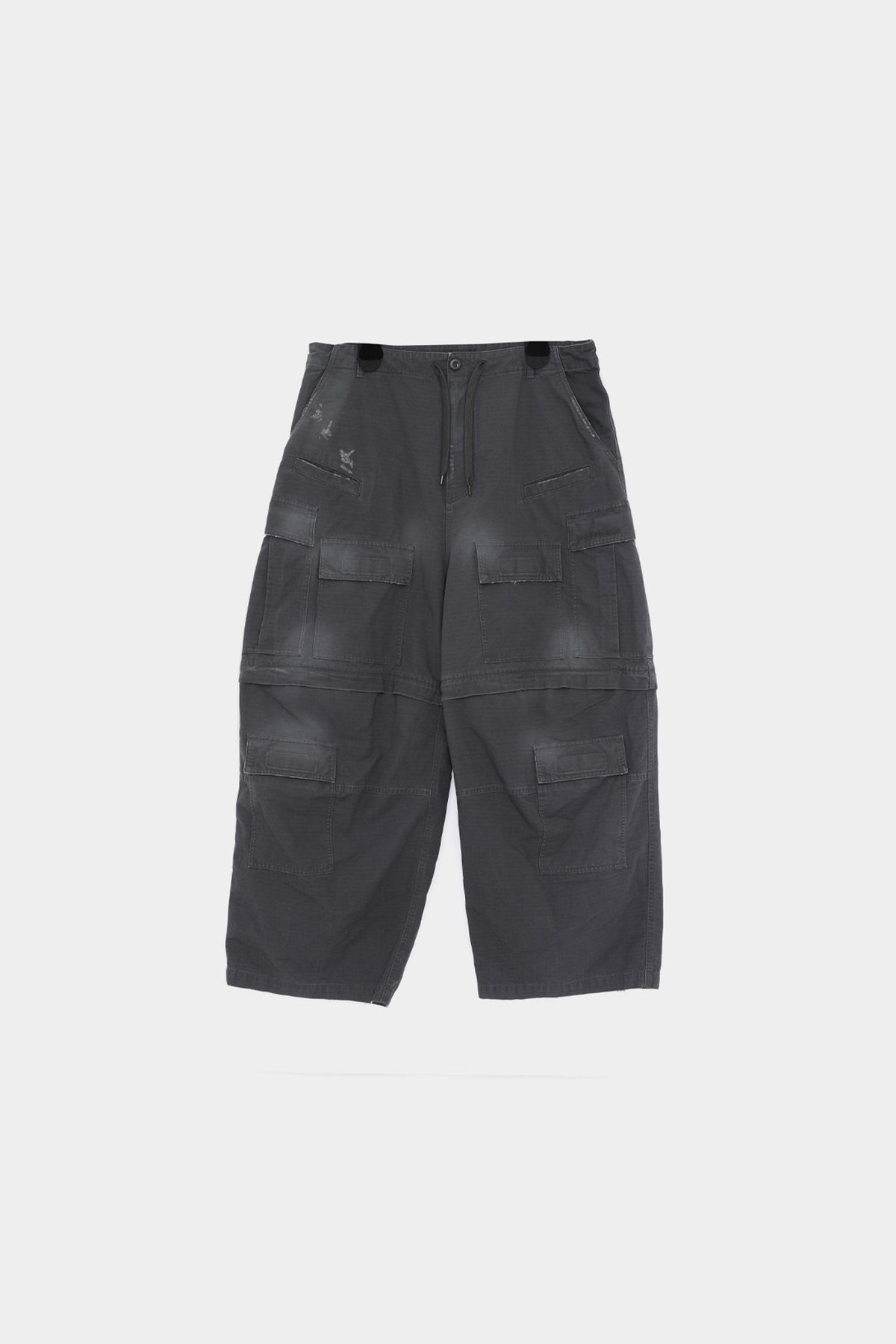 BALENCIAGA Low Drawstring Vintage Wash Large Wide Cargo Pants 790982 TKP27 1485