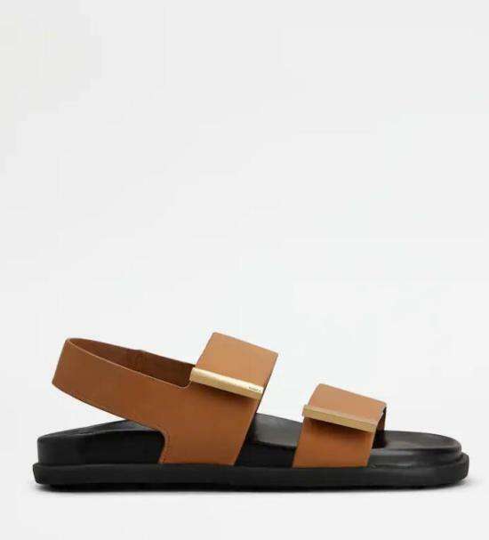 Tods Leather Strap Sandals Black Women’s