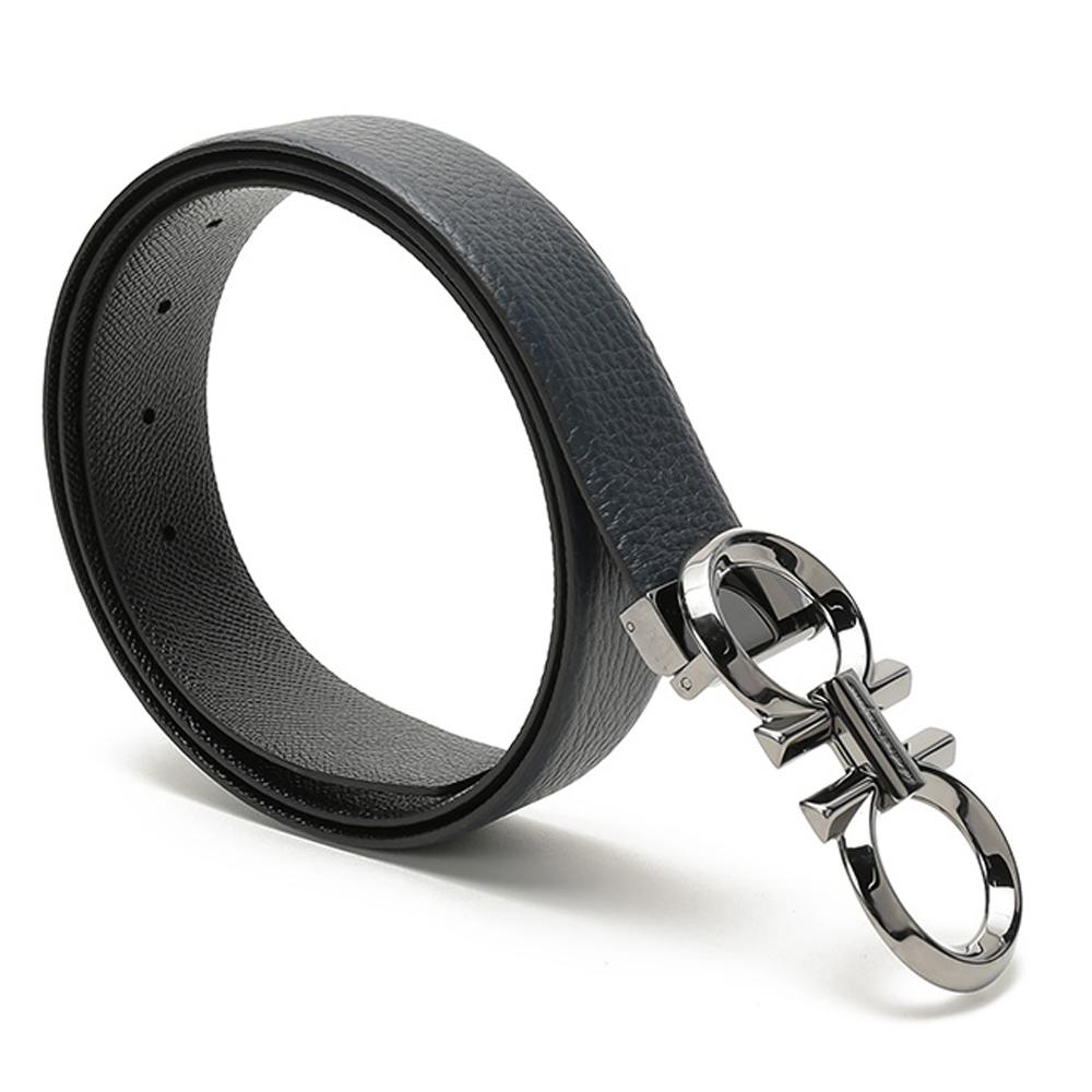 Ferragamo Double Gancini Reversible Leather Belt Black/Brown Men 67 9939 0735908