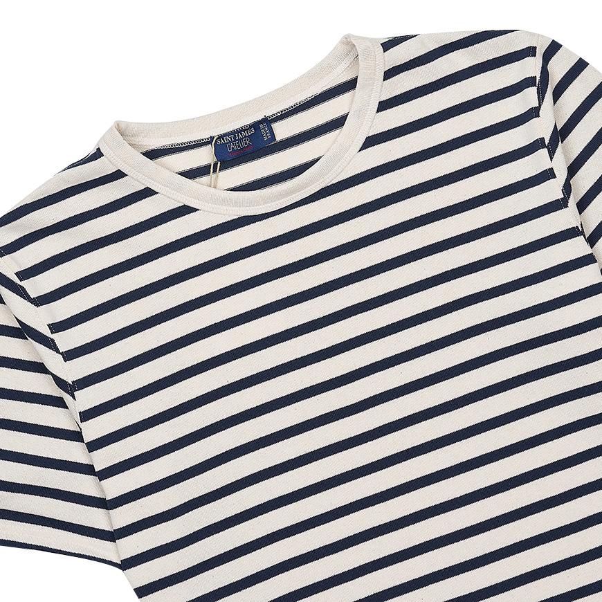 Saint James Unisex Ecru/Navy Striped GUERANDE T-Shirt