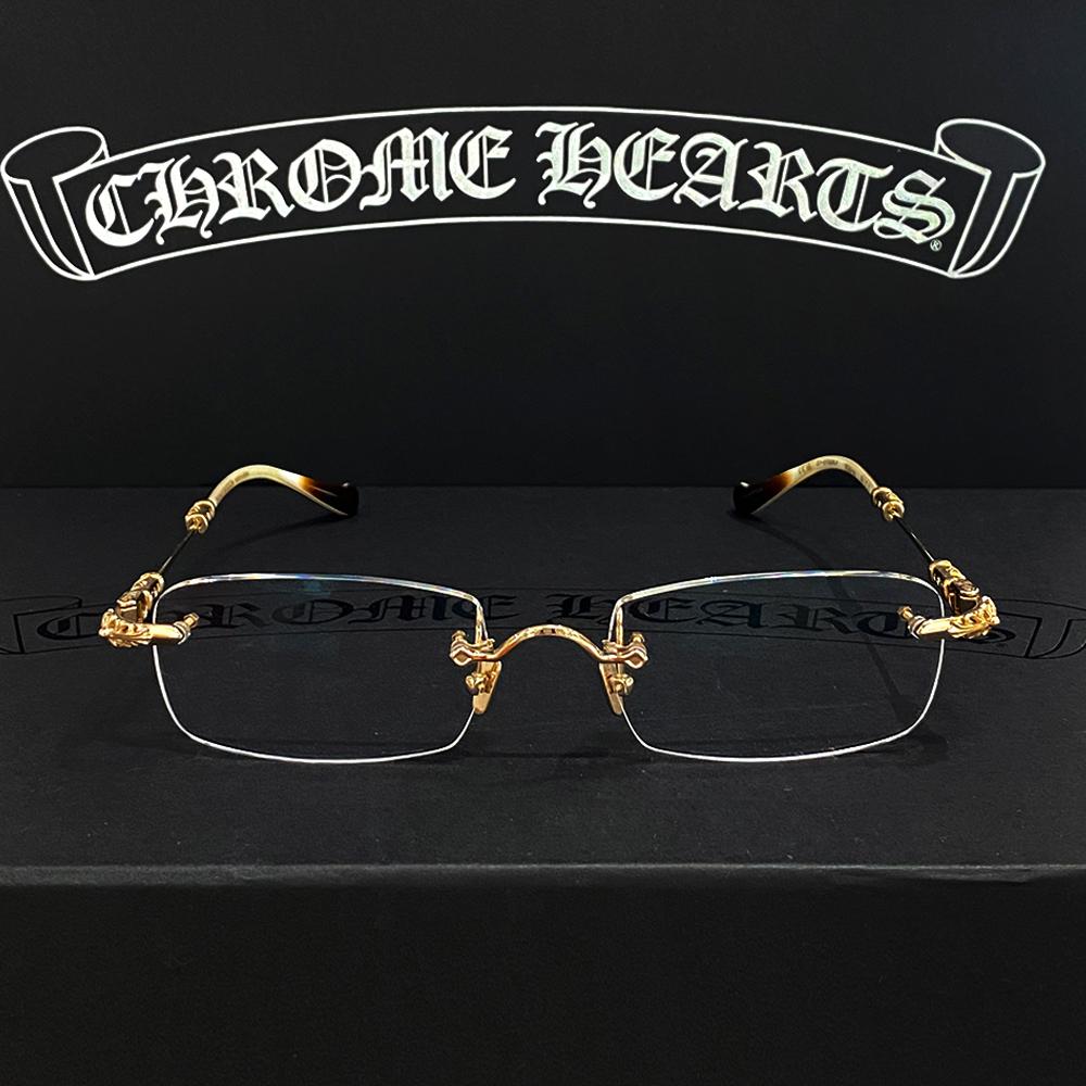 Chrome Hearts Gold Plate Brown Bone Brown Eyeglasses