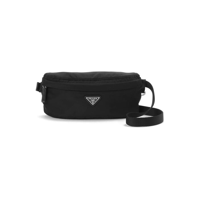 PRADA Black Re-Nylon Triangle Logo Plaque Belt Bag Crossbody