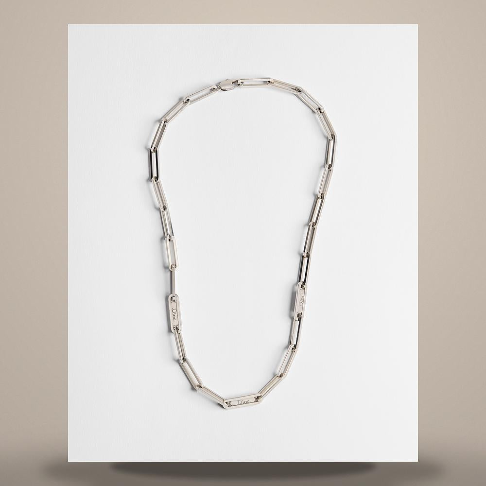 DIOR Silver-Tone Brass Chain Link Necklace N3791HOMMT D000