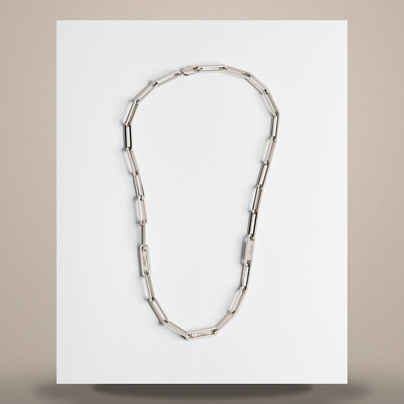 DIOR Silver-Tone Brass Chain Link Necklace N3791HOMMT D000