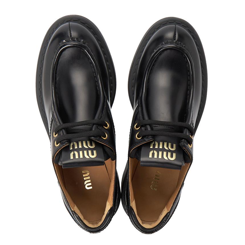 Miu Miu Black Leather Loafers for Women