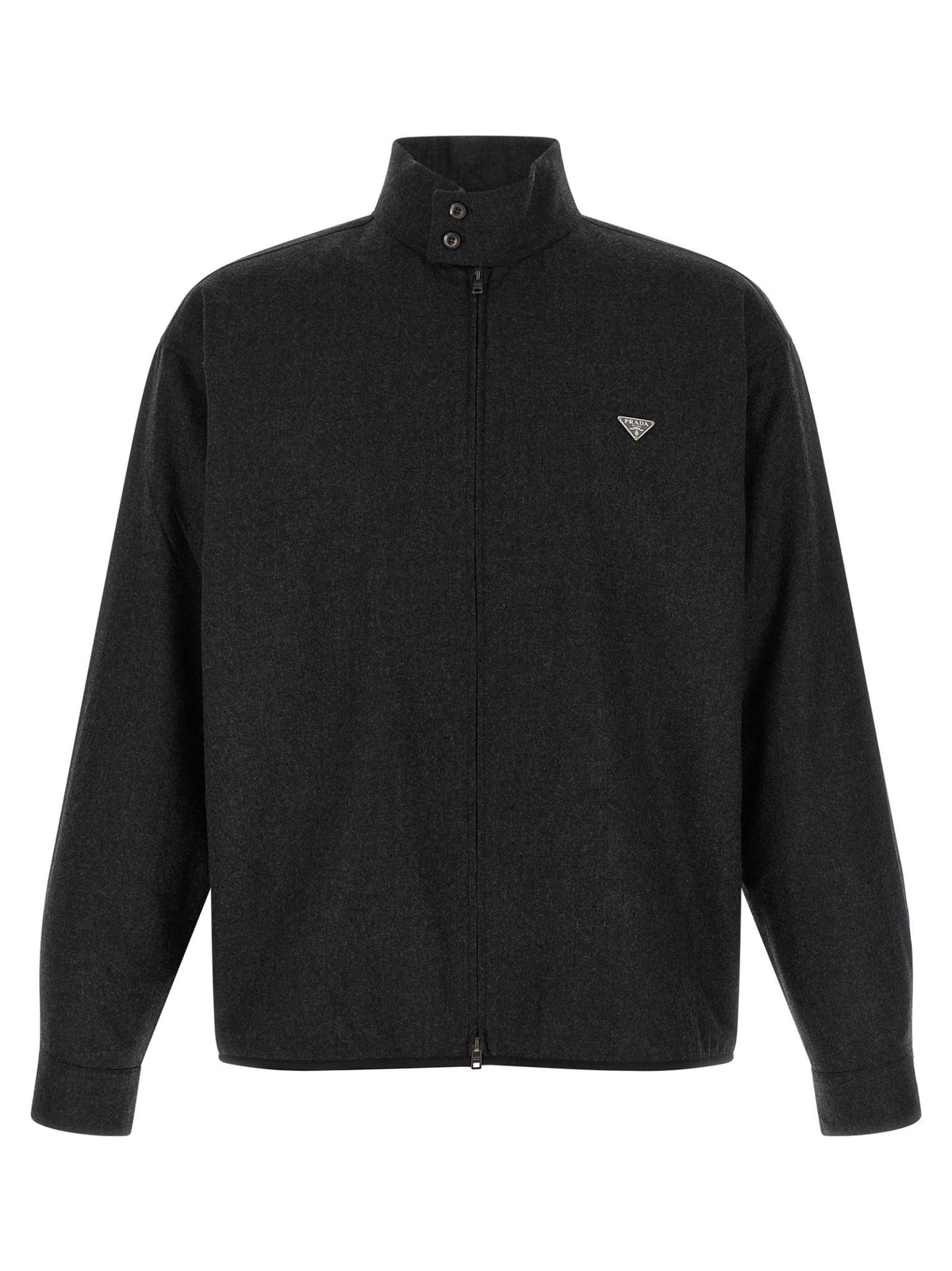 PRADA Black Wool Zip-Up Knit Jacket