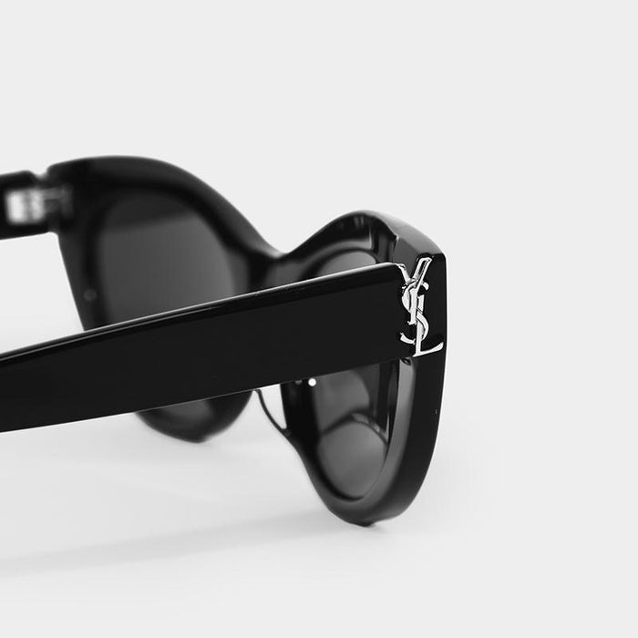 Saint Laurent Logo Cat Eye Bold Frame Sunglasses Black SLM115 001
