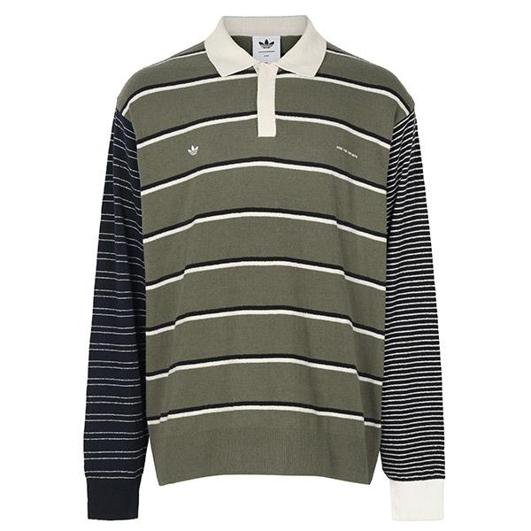 Adidas Olive Strata Rugby Polo Long Sleeve T-Shirt KS1343